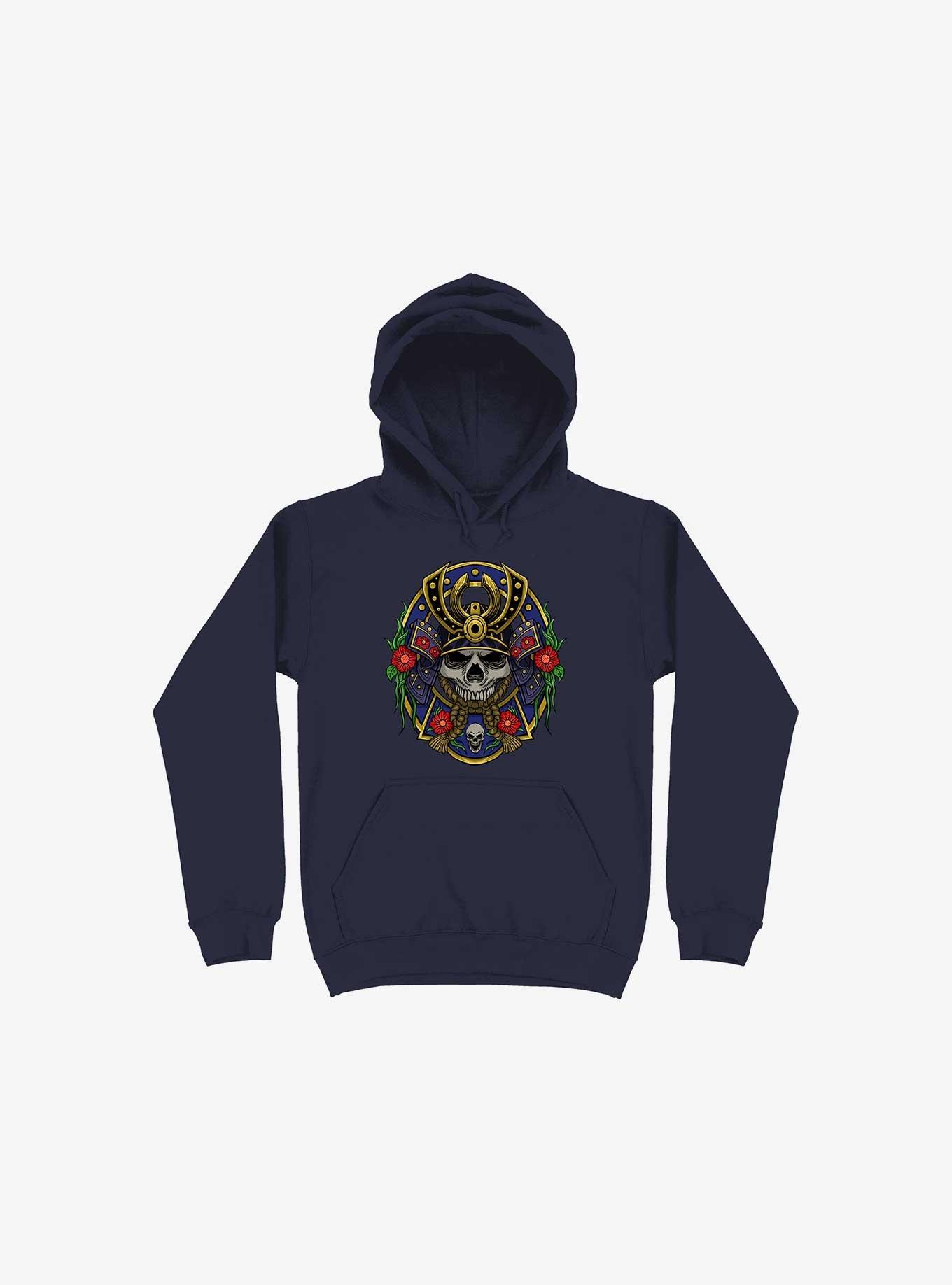 Samurai Skull Hoodie, NAVY, hi-res