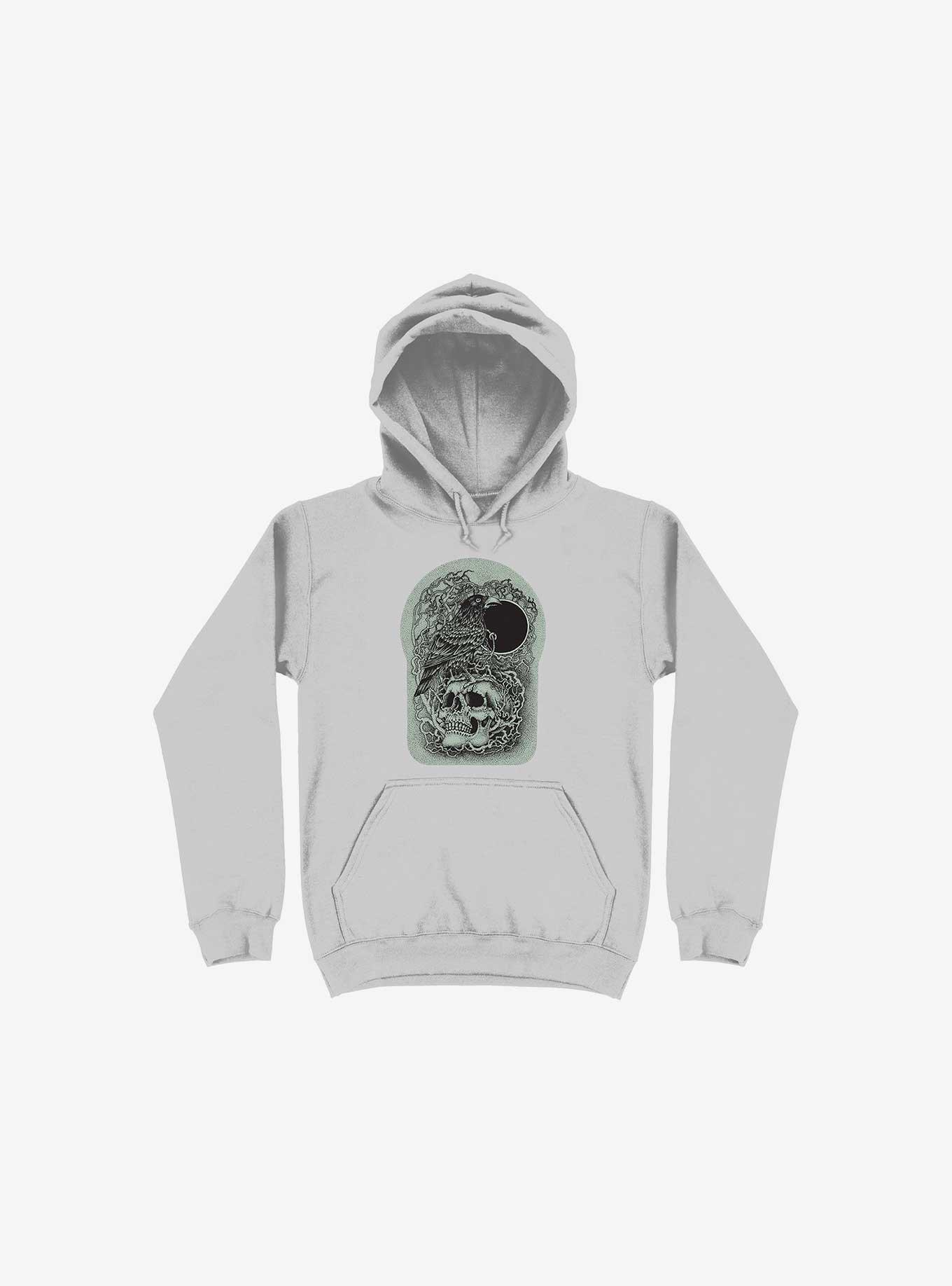 Skull And Raven Hoodie, SILVER, hi-res