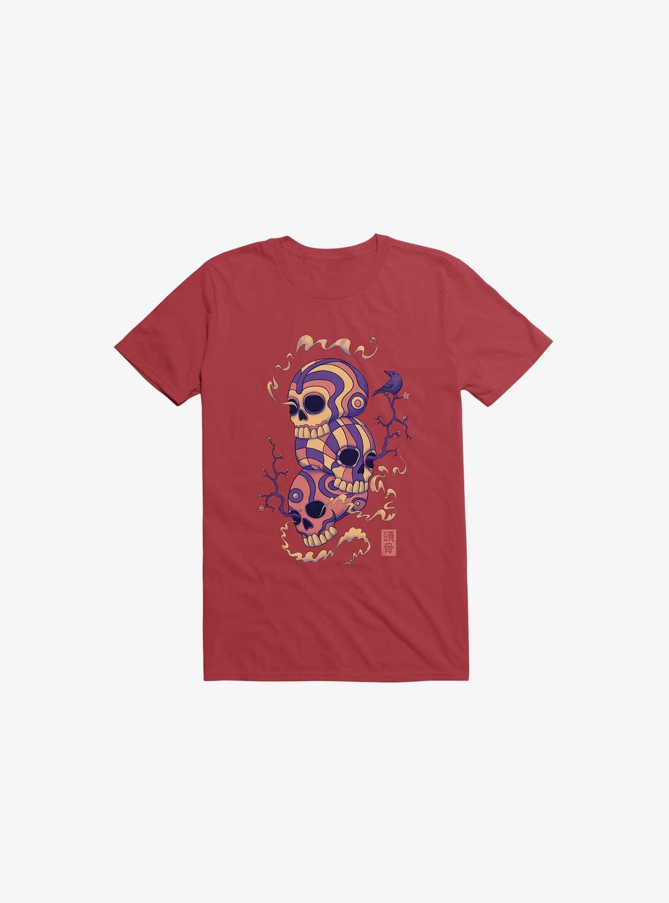 Colorful Skulls T-Shirt, RED, hi-res