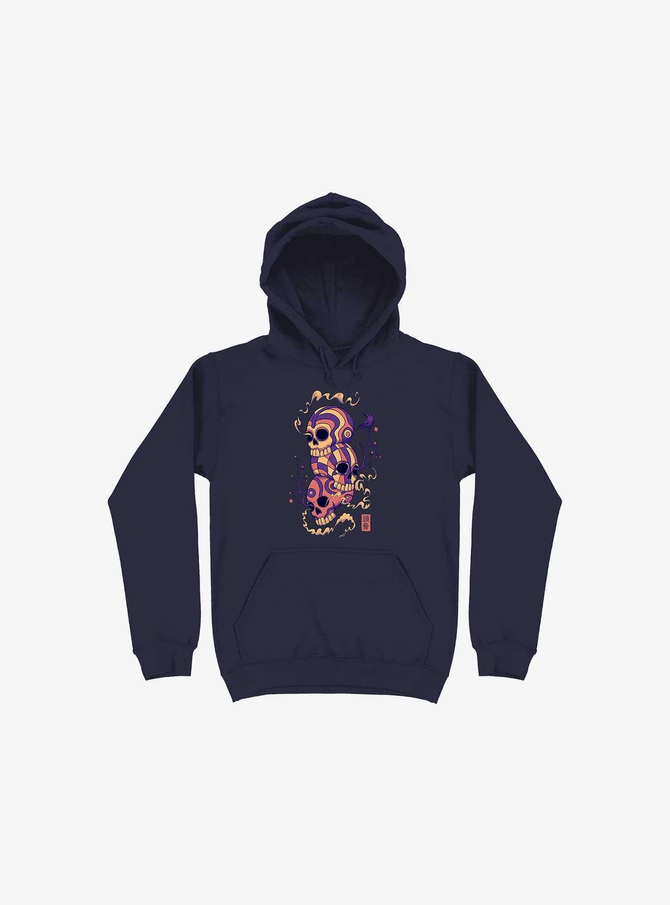 Colorful Skulls Hoodie, NAVY, hi-res