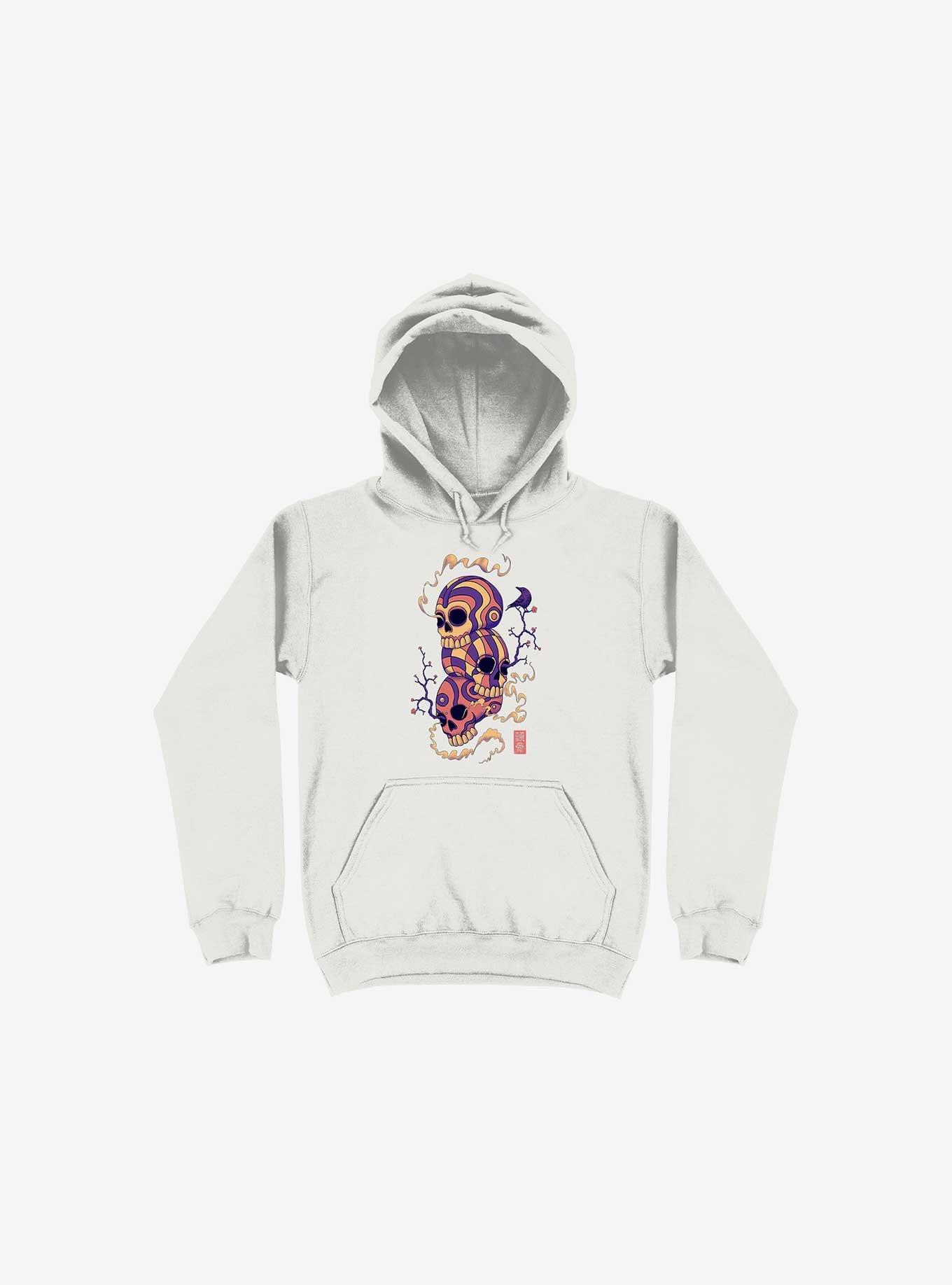 Colorful Skulls Hoodie, WHITE, hi-res
