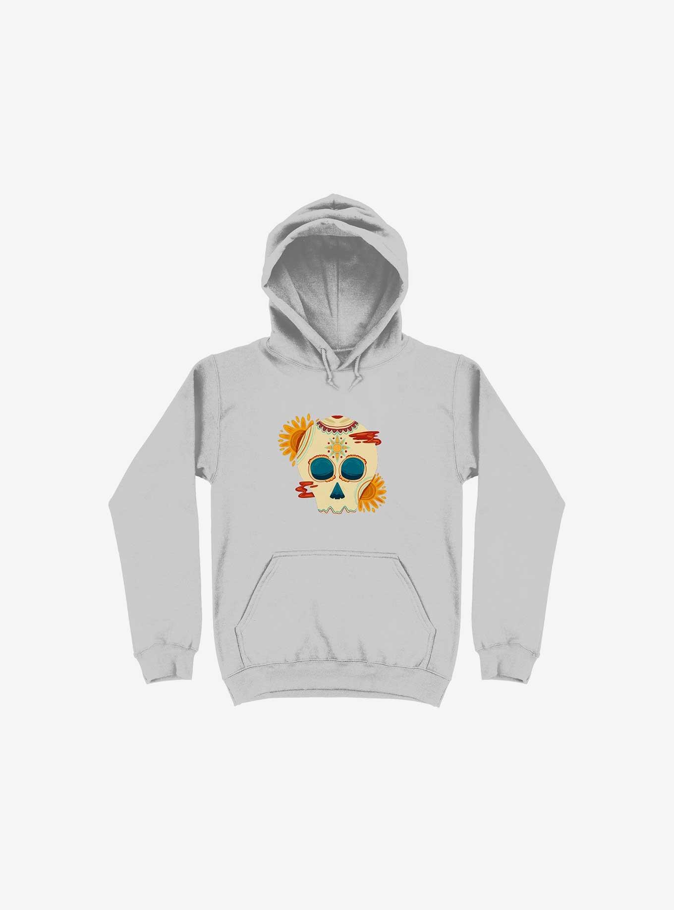 Skull Illustration Hoodie, SILVER, hi-res
