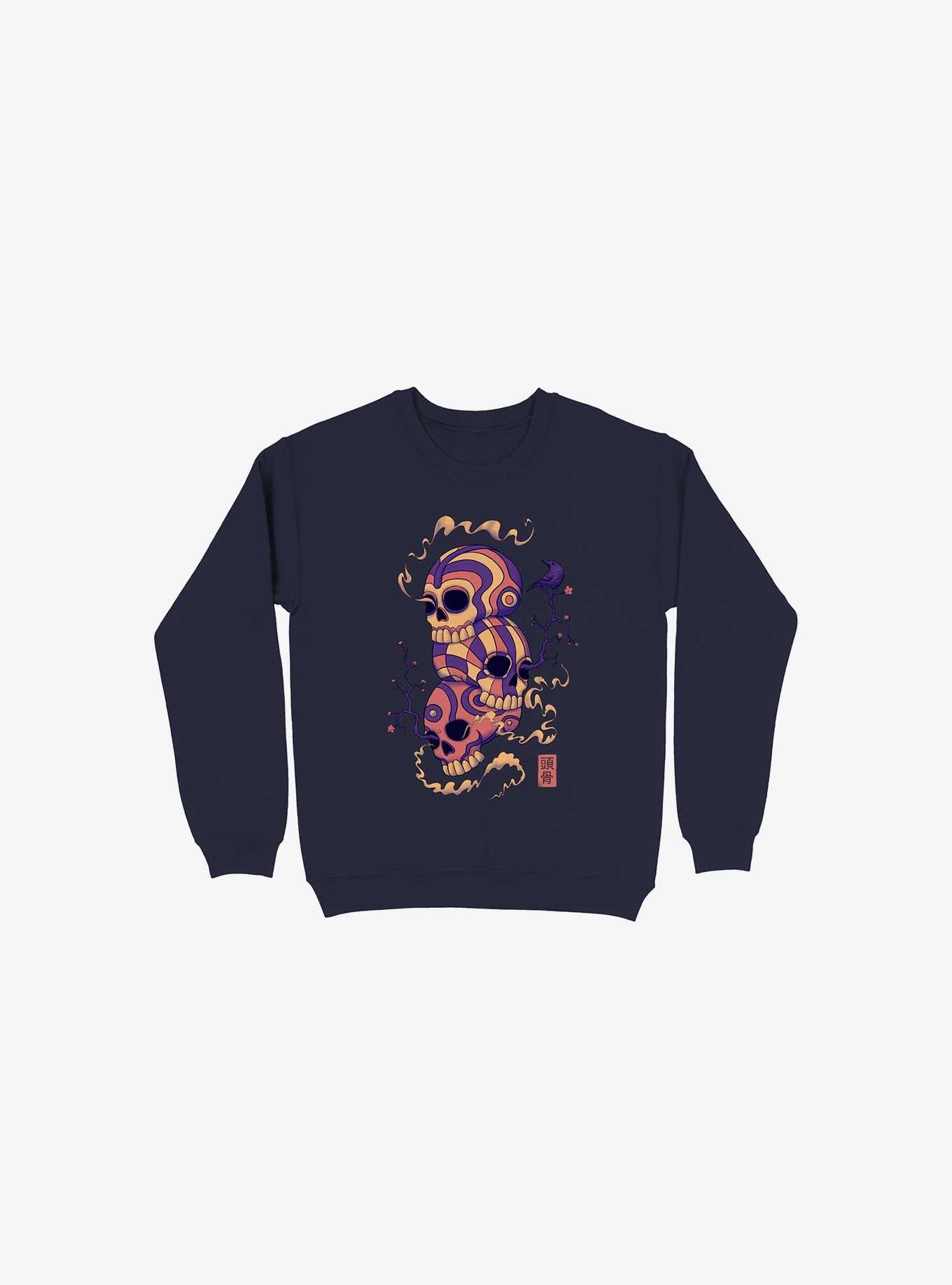 Colorful Skulls Sweatshirt, NAVY, hi-res