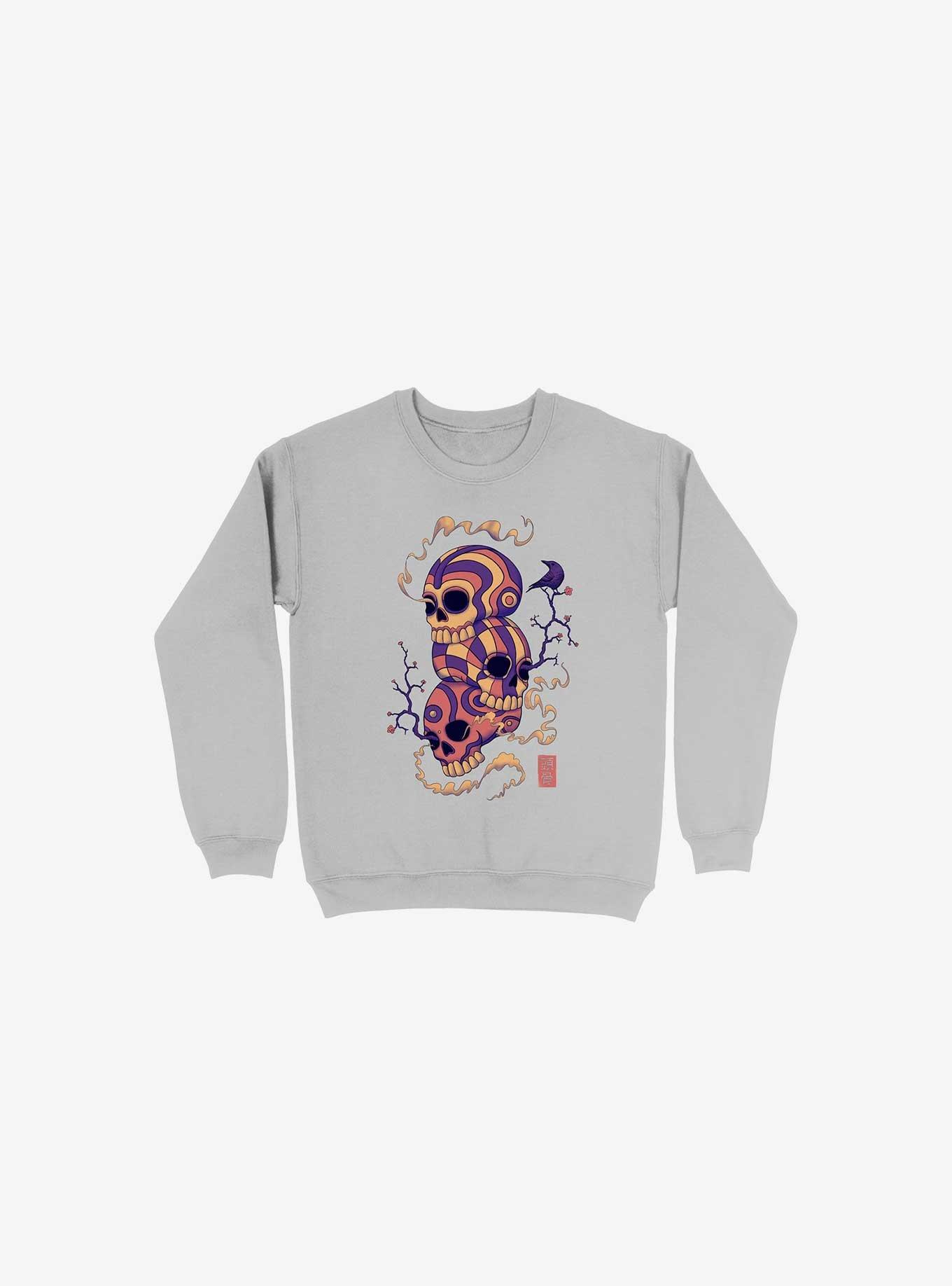 Colorful Skulls Sweatshirt, SILVER, hi-res