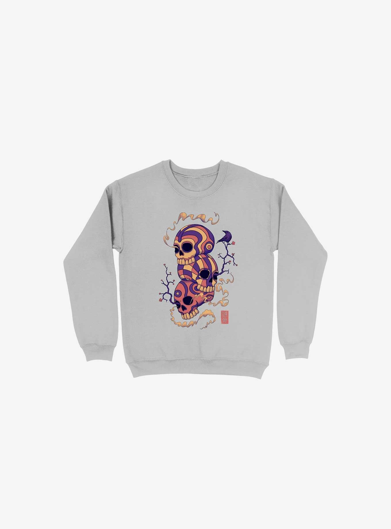 Colorful Skulls Sweatshirt, SILVER, hi-res