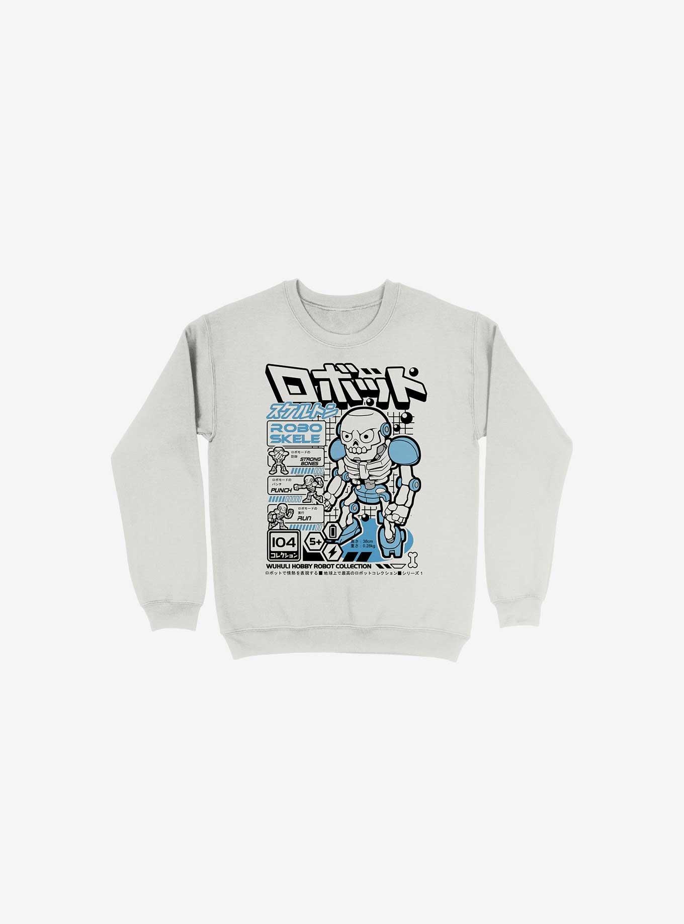 Robo Skeleton Sweatshirt, WHITE, hi-res