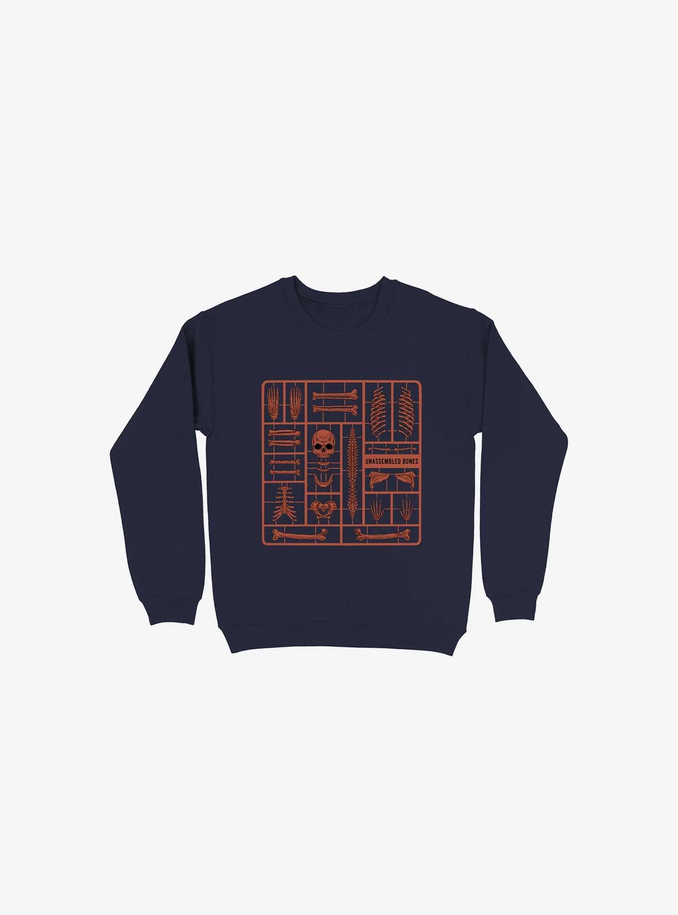 Unassembled Bones Sweatshirt, NAVY, hi-res