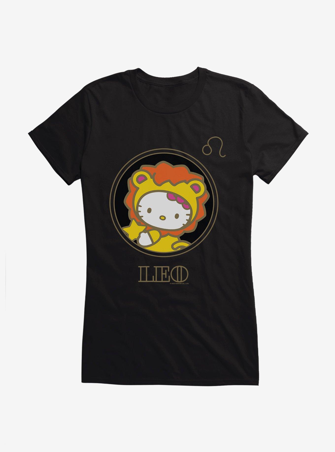 Hello Kitty Star Sign Leo Stencil Girls T-Shirt, BLACK, hi-res