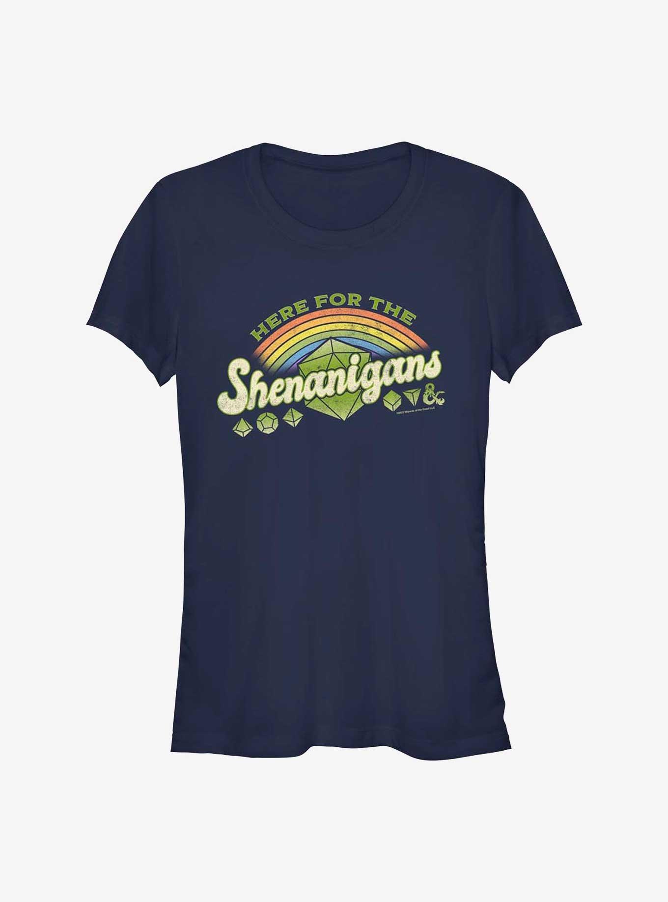 Dungeons And Dragons Here For Shenanigans Girls T-Shirt, NAVY, hi-res