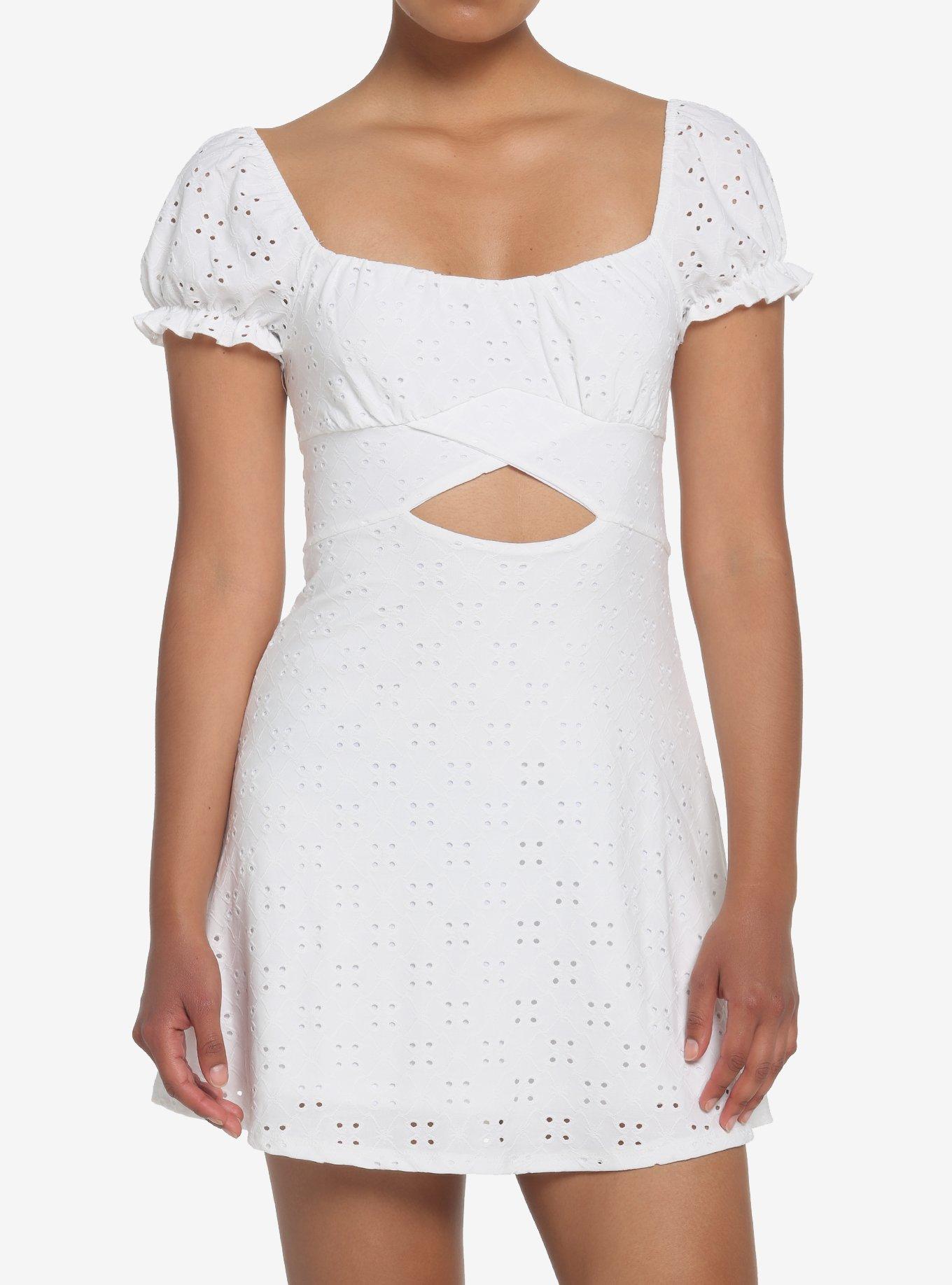 White Eyelet Cutout Dress