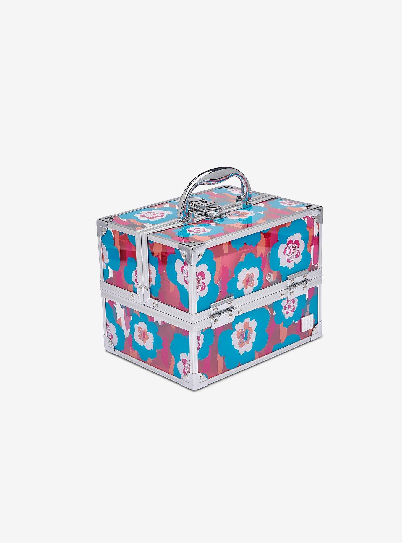 Caboodles Small Neat Freak Train Case Translucent Blue Floral Print, , hi-res