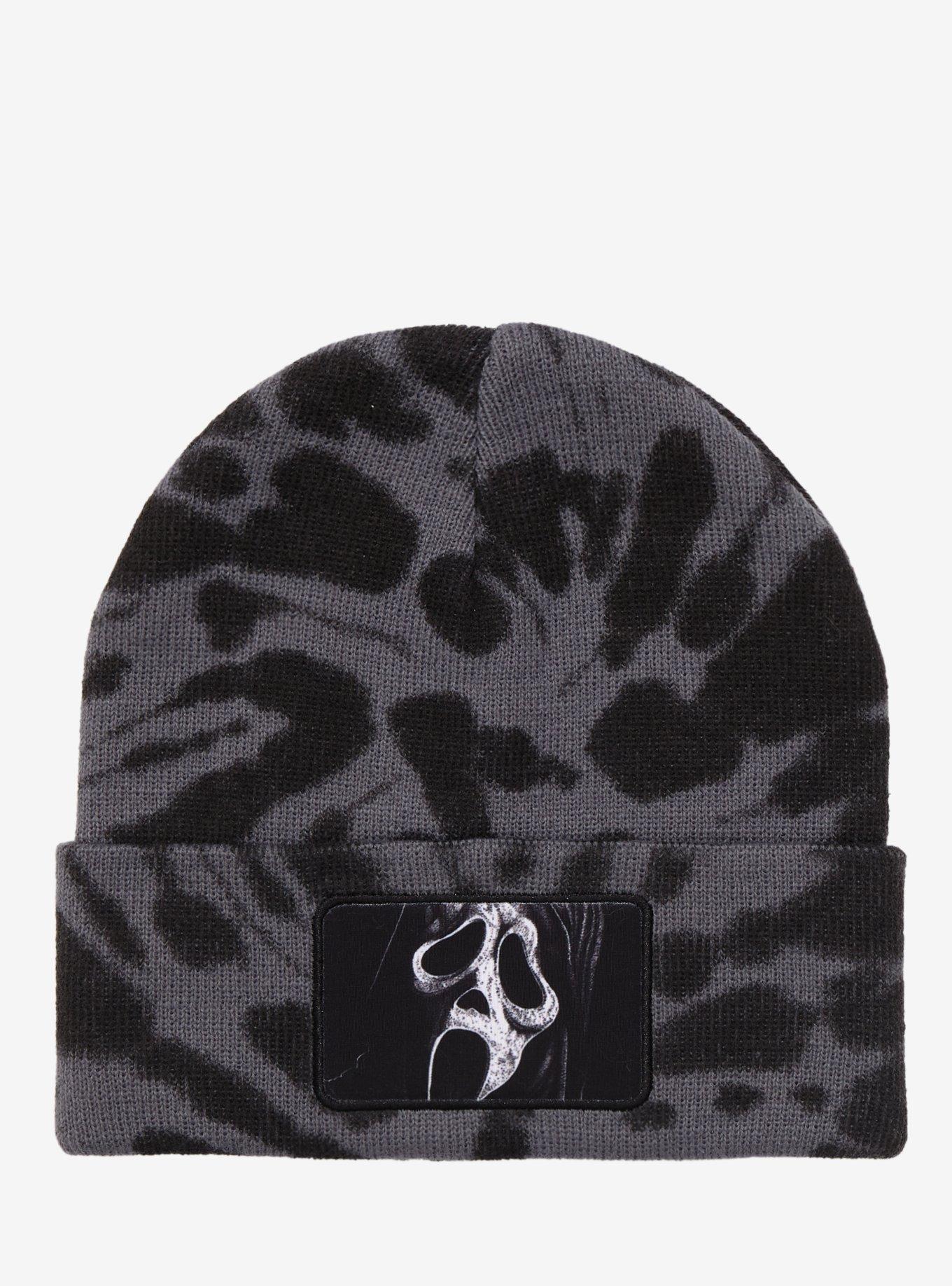 Scream Ghost Face Patch Grey Tie-Dye Beanie | Hot Topic