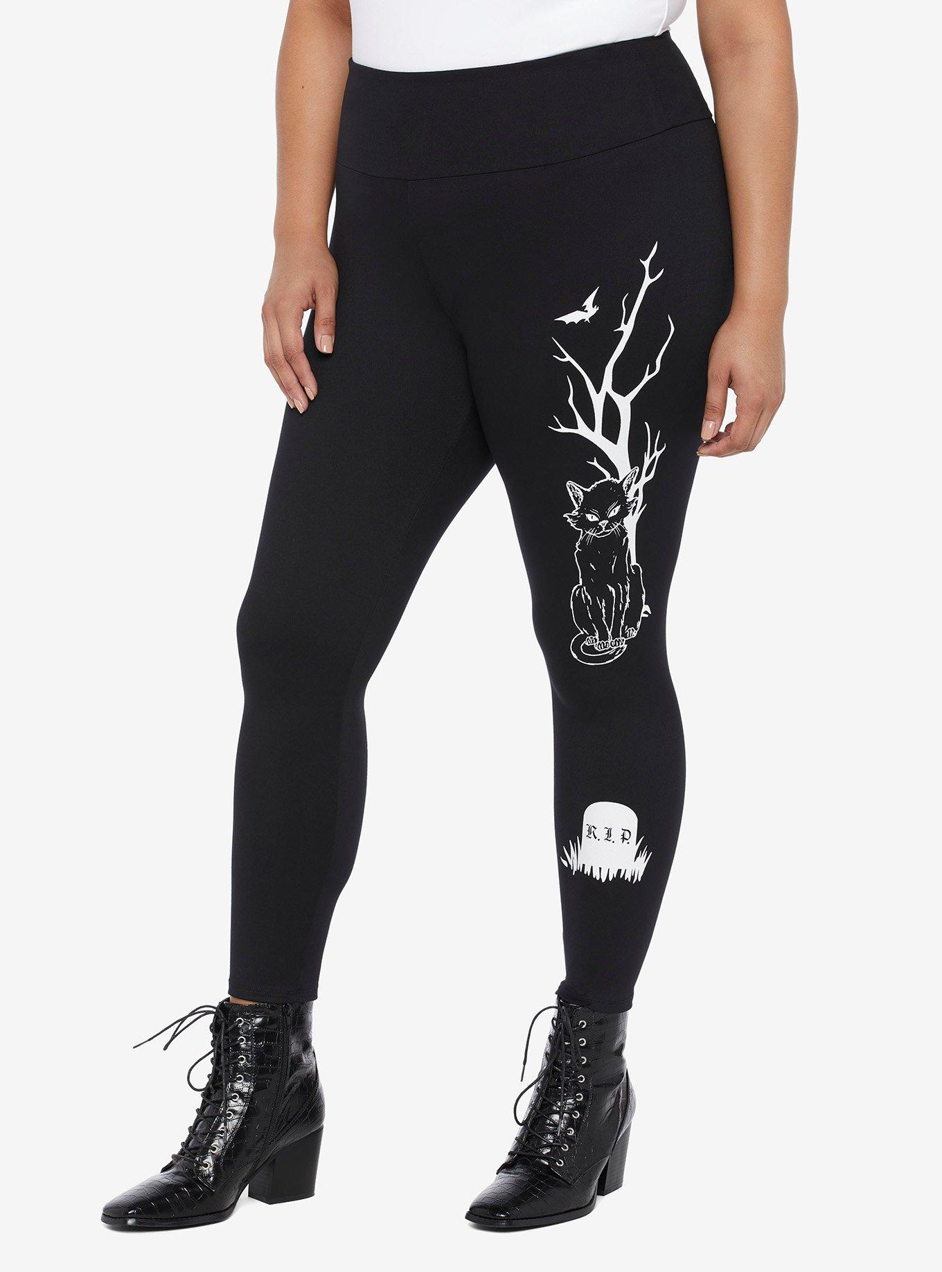 Her Universe Disney Hocus Pocus Binx Tombstone Leggings Plus Size, DEEP BLACK, hi-res