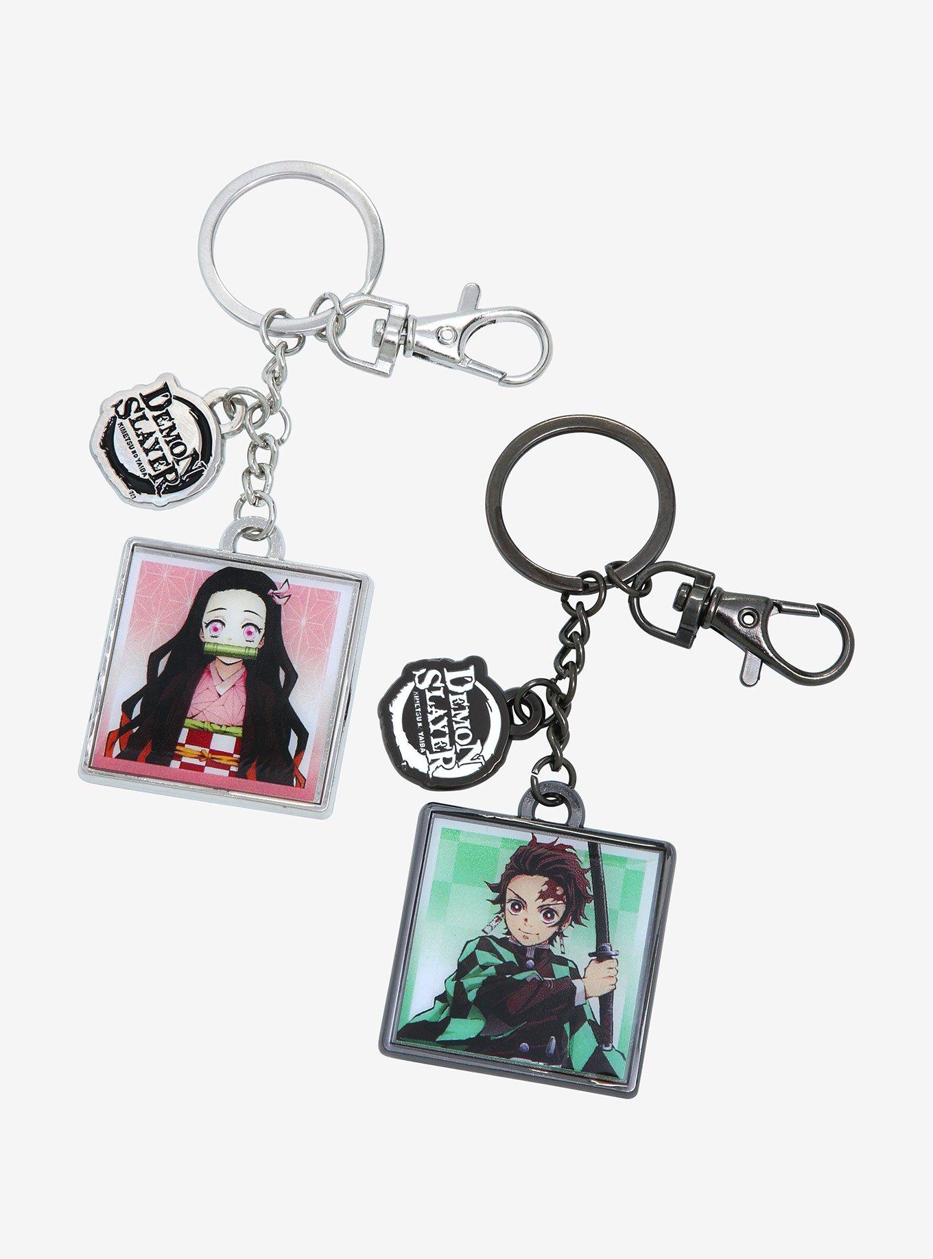 Demon Slayer: Kimetsu no Yaiba Nezuko & Tanjiro Square Portraits Keychain Set - BoxLunch Exclusive, , hi-res