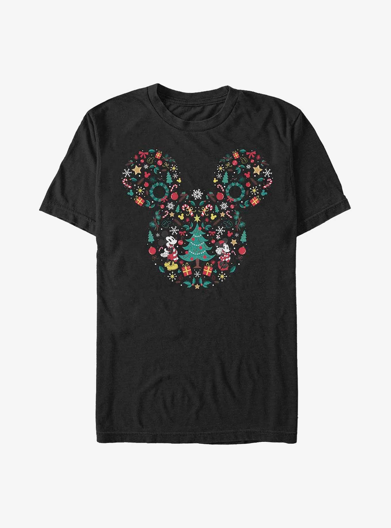 Disney Mickey Mouse & Minnie Mouse Holiday Icon Ear Fill Extra Soft T-Shirt, BLACK, hi-res