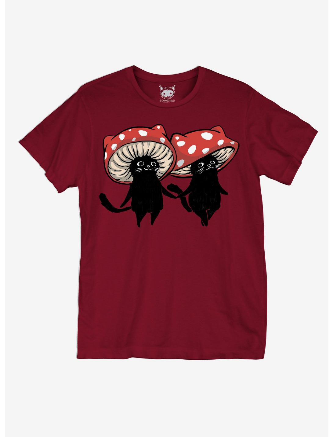 Mushroom Cats T-Shirt By Guild Of Calamity, BURGUNDY, hi-res