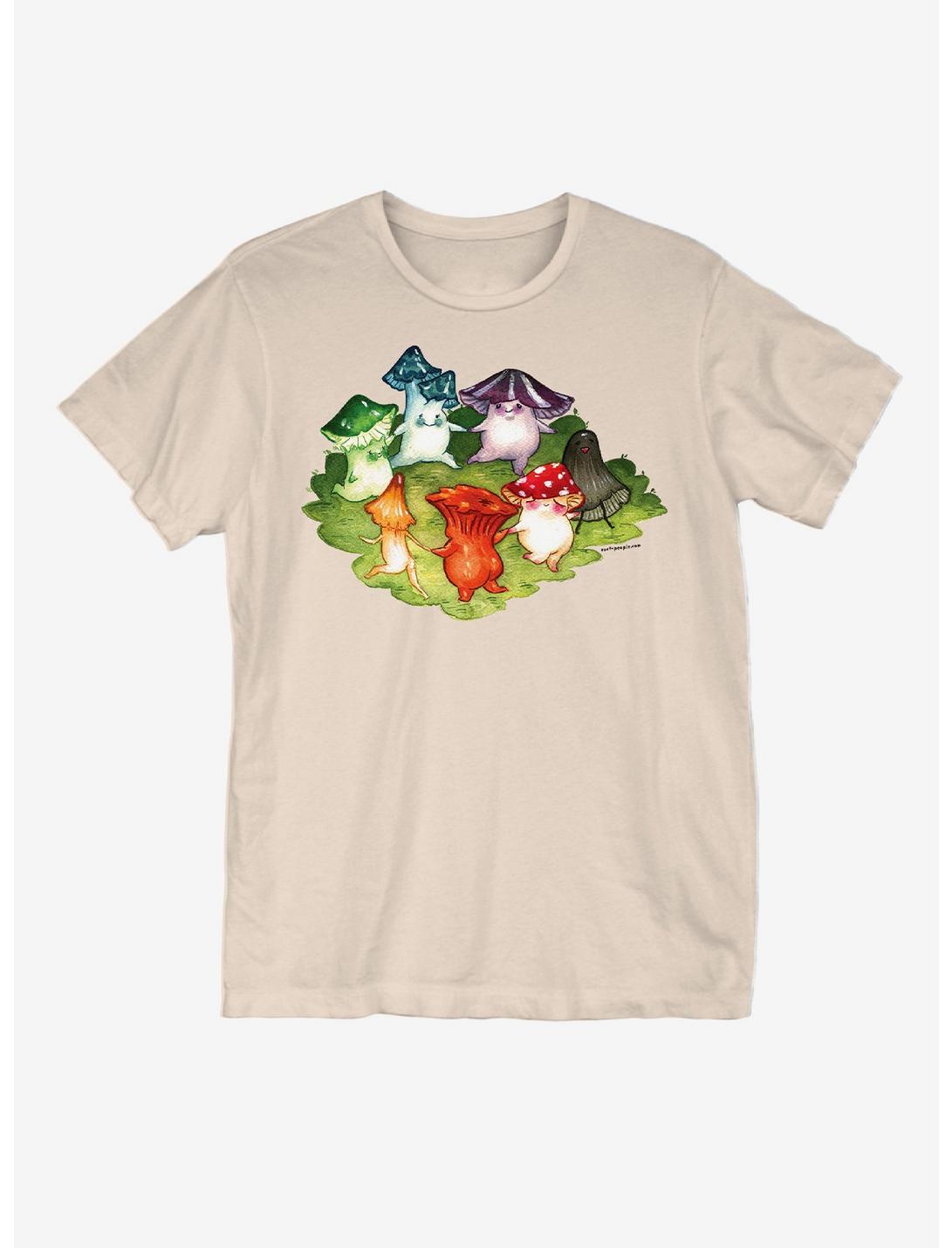 Dancing Rainbow Mushrooms T-Shirt By Root People, SAND, hi-res