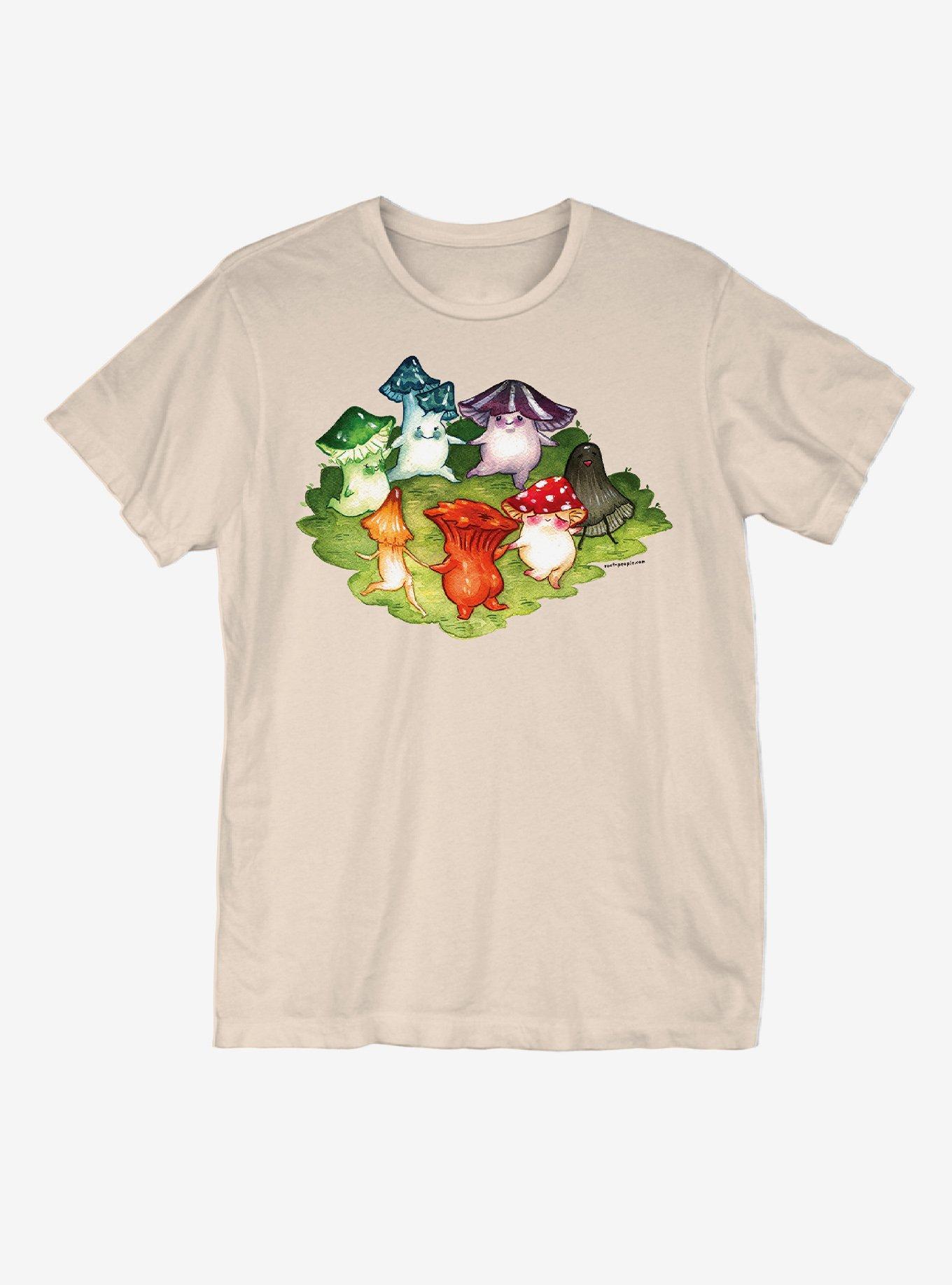 Dancing Rainbow Mushrooms T-Shirt By Root People, SAND, hi-res