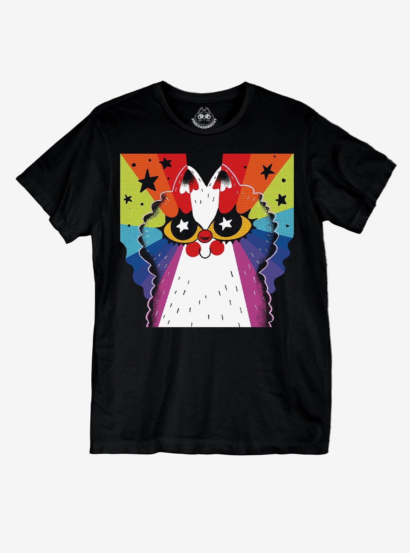 Rainbow Cat T-Shirt By Pink Gabbercat, BLACK, hi-res