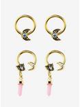 Steel Gold Butterfly Moon Circular Barbell & Captive Hoop 4 Pack, GOLD, hi-res