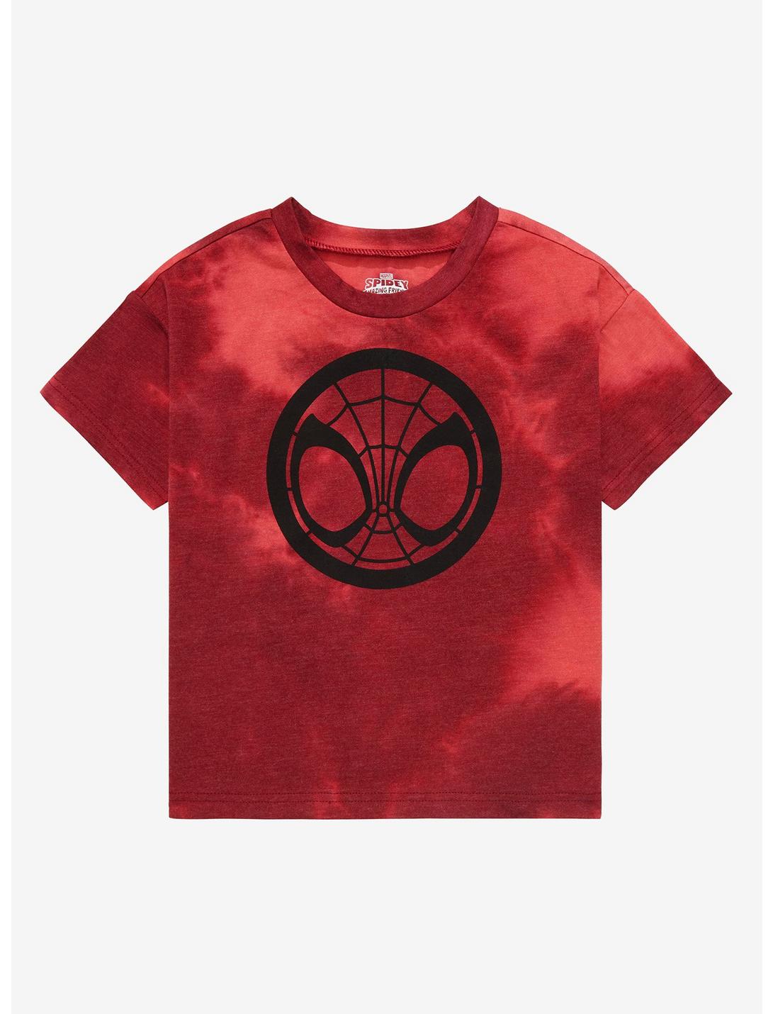Marvel Spider-Man Spidey Face Tie-Dye Toddler T-Shirt - BoxLunch Exclusive, RED, hi-res