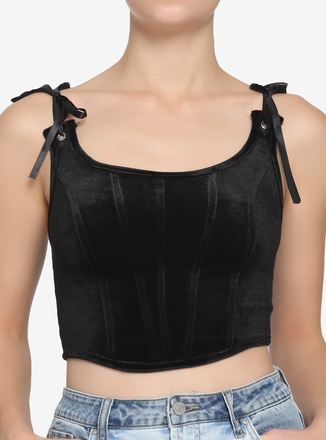 Women Lace-up Velvet Corset Bustier Tank Top Sleeveless Shrits Nightwear  Club