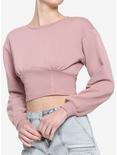 Pink Corset Girls Crop Sweatshirt, PINK, hi-res