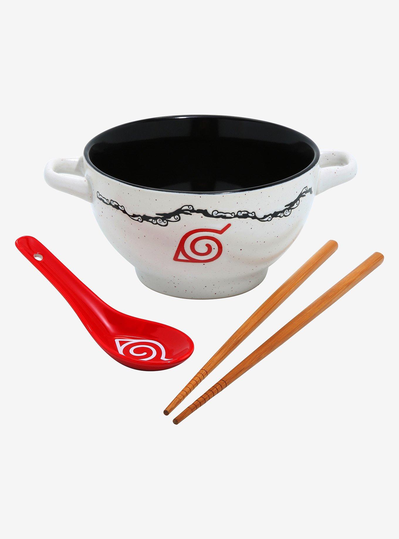 Naruto Shippuden Hidden Leaf Village Ramen Bowl with Chopsticks and
