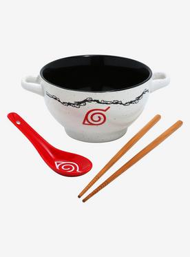 Naruto Shippuden Hidden Leaf Village Ramen Bowl with Chopsticks and Spoon