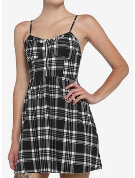 Black & White Plaid Zipper Dress, , hi-res