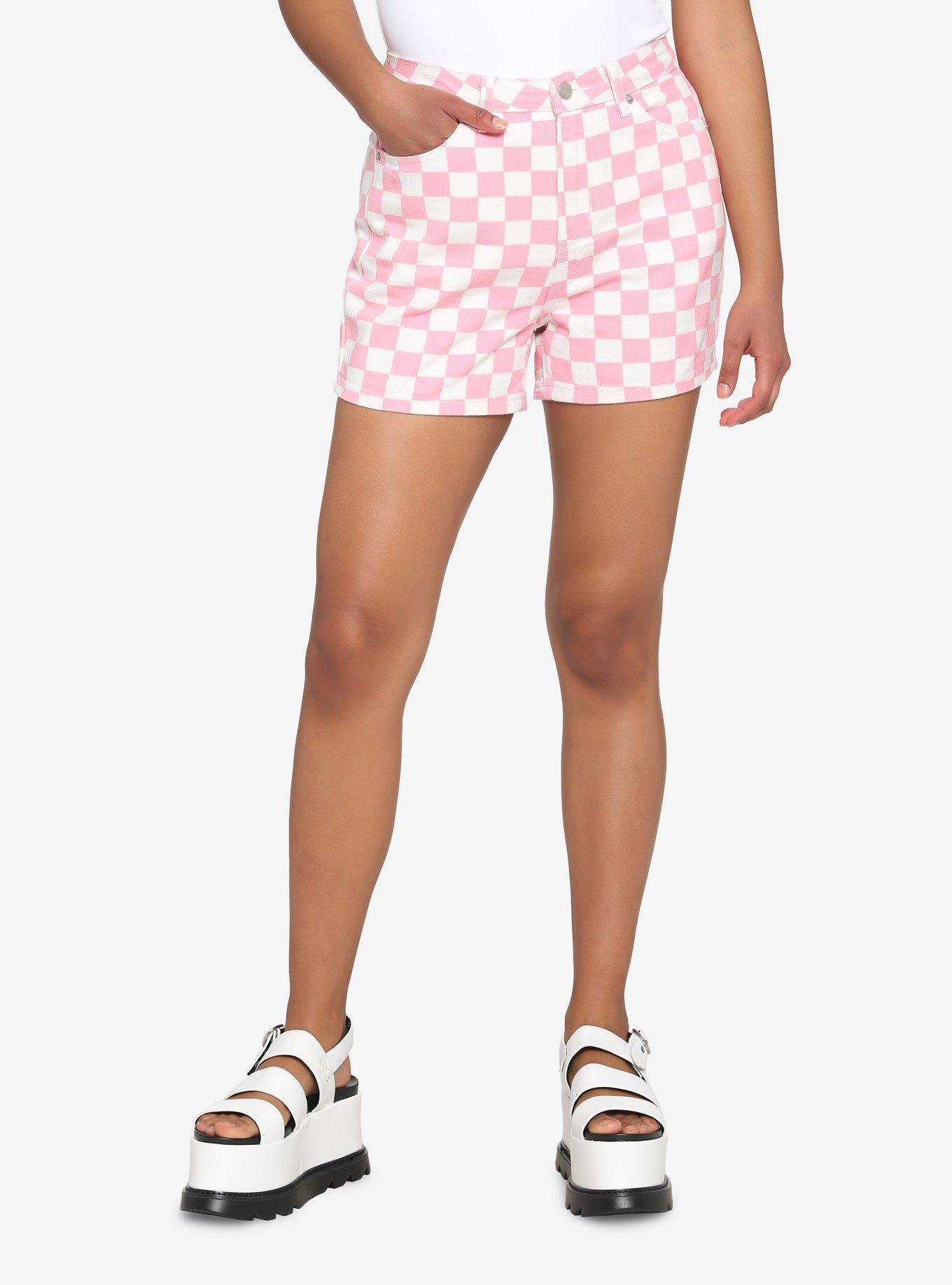 Pink cheap checkered shorts