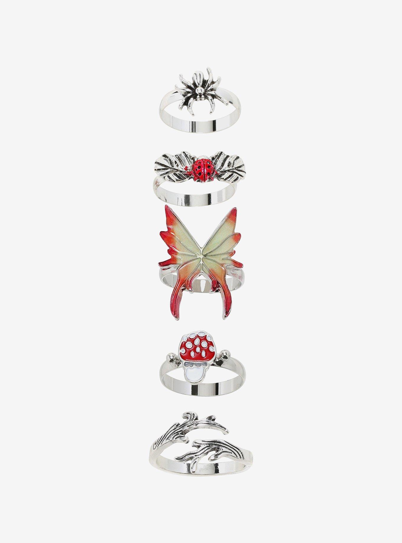 Fairies By Trick Red Fairy Nature Ring Set, , hi-res