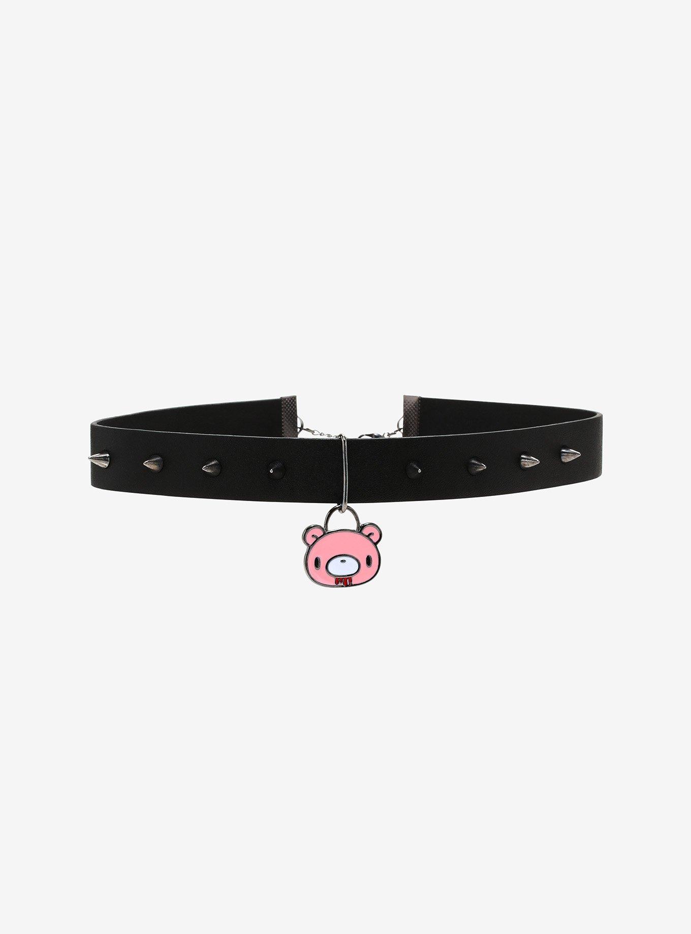 Gloomy Bear Charm Spiked Choker, , hi-res