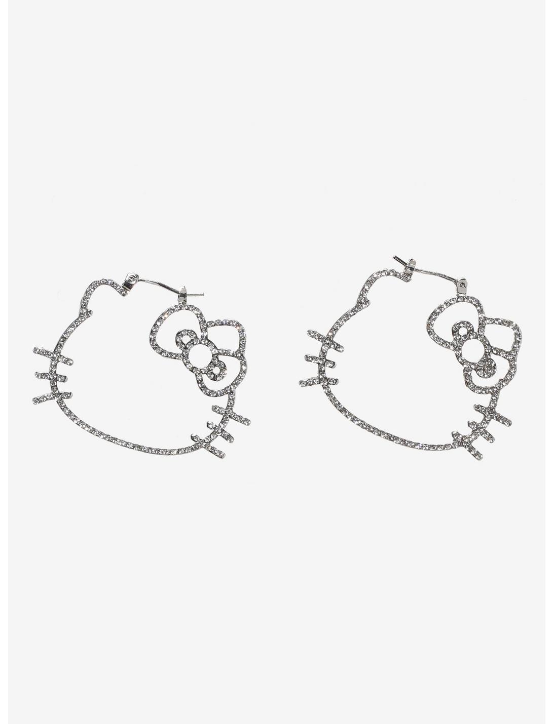 Hello Kitty Bling Hoop Drop Earrings, , hi-res