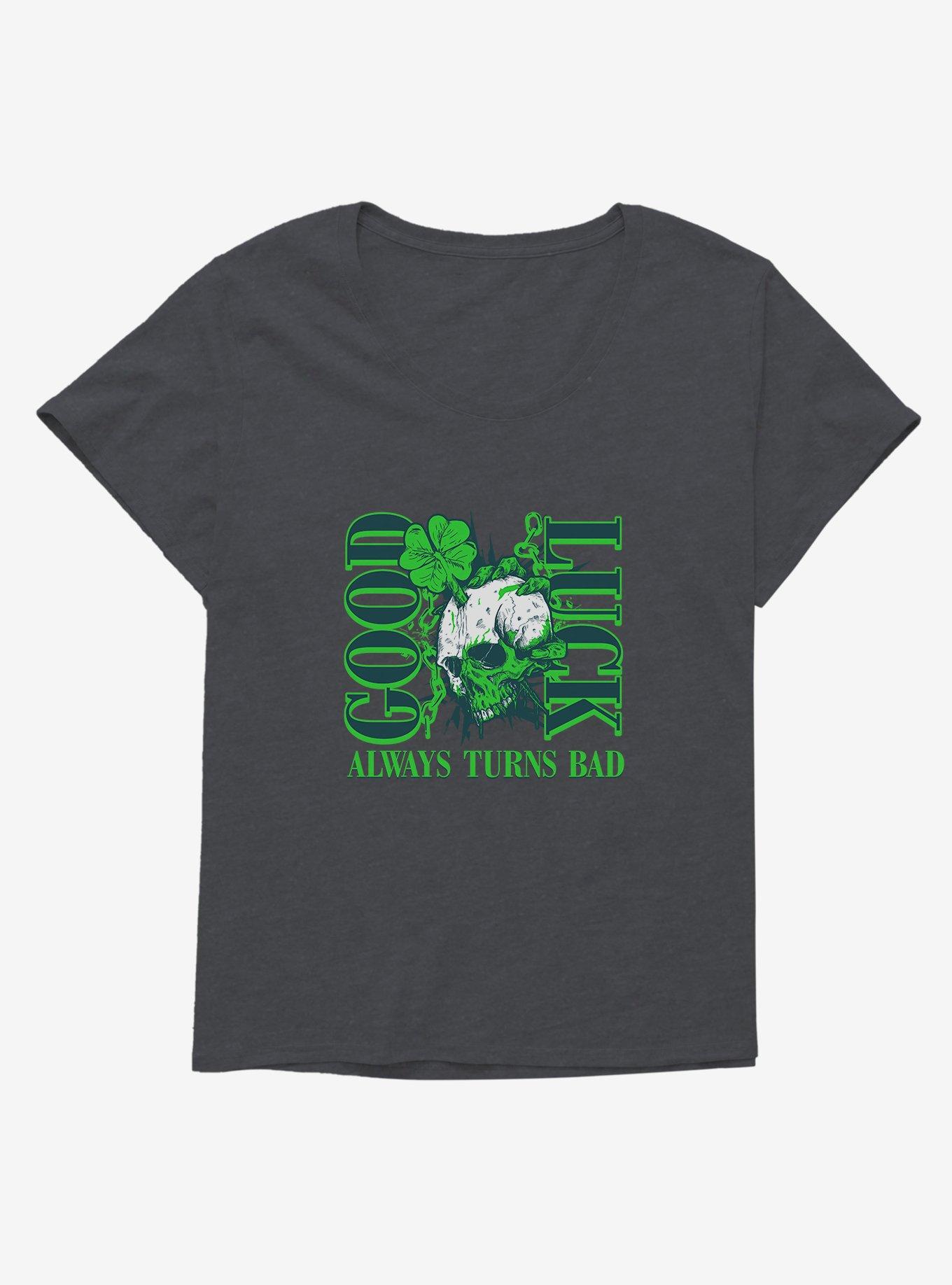 St. Patty's Good Luck Always Turns Bad Girls T-Shirt Plus Size, CHARCOAL HEATHER, hi-res