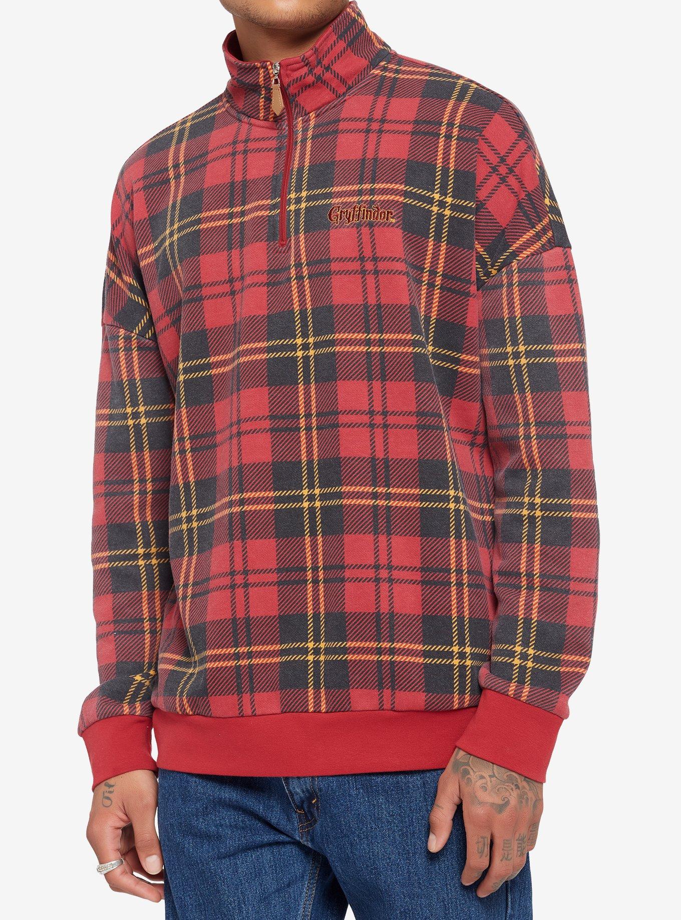Our Universe Harry Potter Gryffindor Plaid Quarter-Zip Sweater, MULTI, hi-res