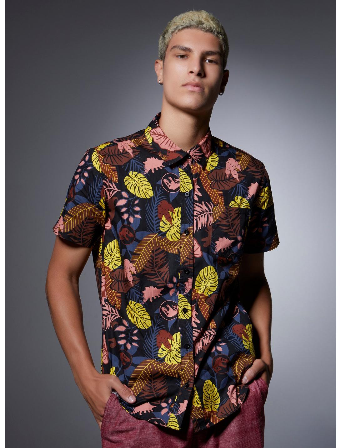 Our Universe Jurassic Park Tropical Woven Button-Up, MULTI, hi-res