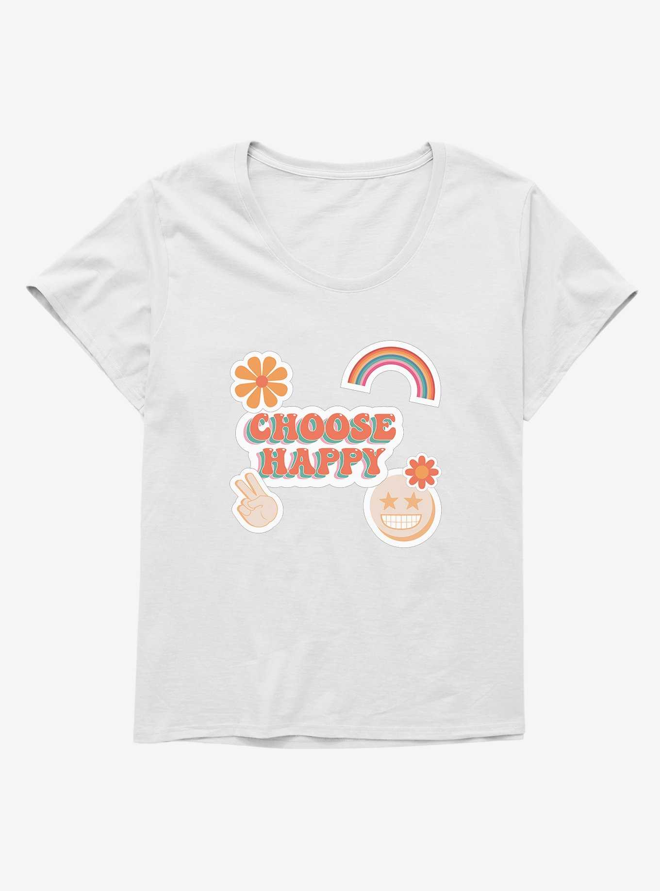 Emoji Choose Happy Stickers Girls T-Shirt Plus Size, , hi-res