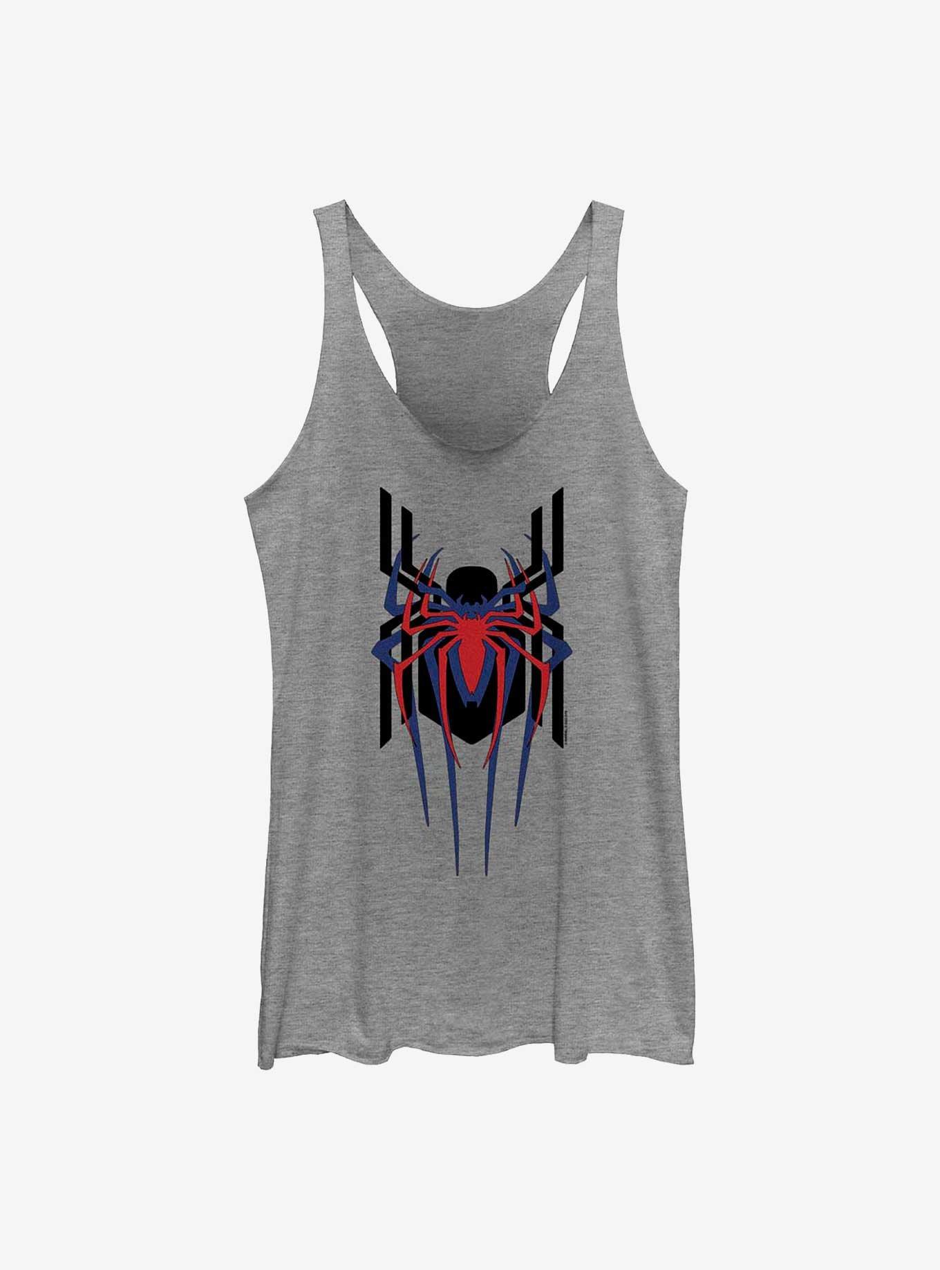 Marvel Spider-Man Triple Emblem Stacked Womens Tank Top, GRAY HTR, hi-res