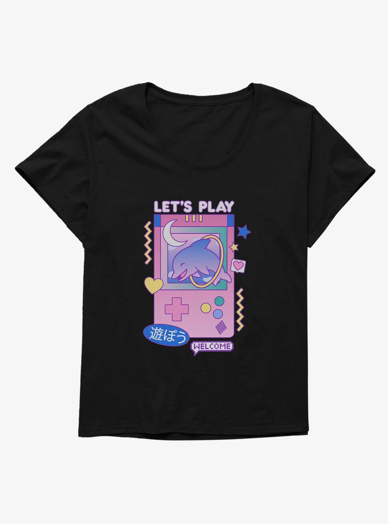 Vaporwave Let's Play Videogames Womens T-Shirt Plus Size, , hi-res