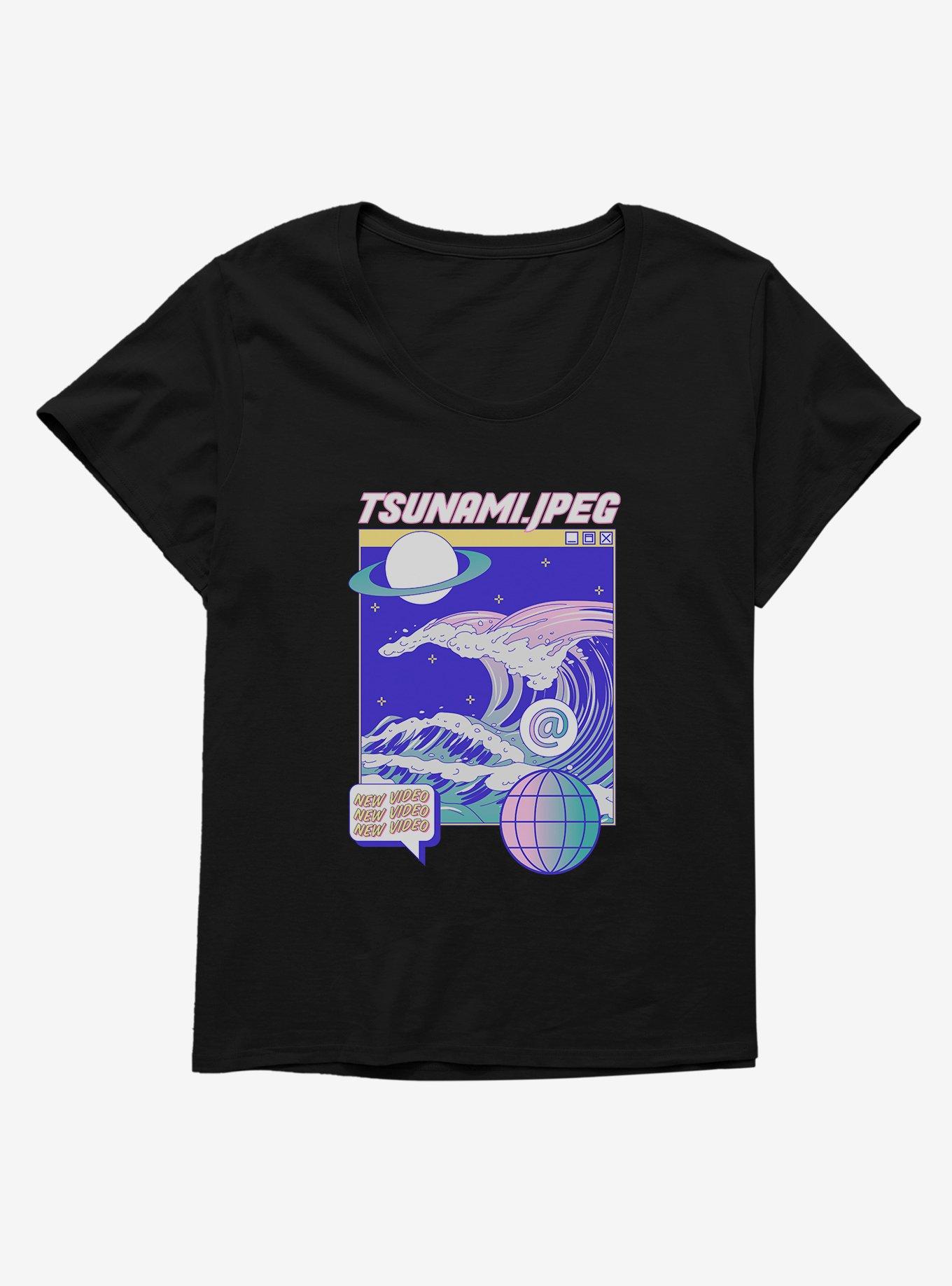 Vaporwave Tsunami Womens T-Shirt Plus Size, , hi-res