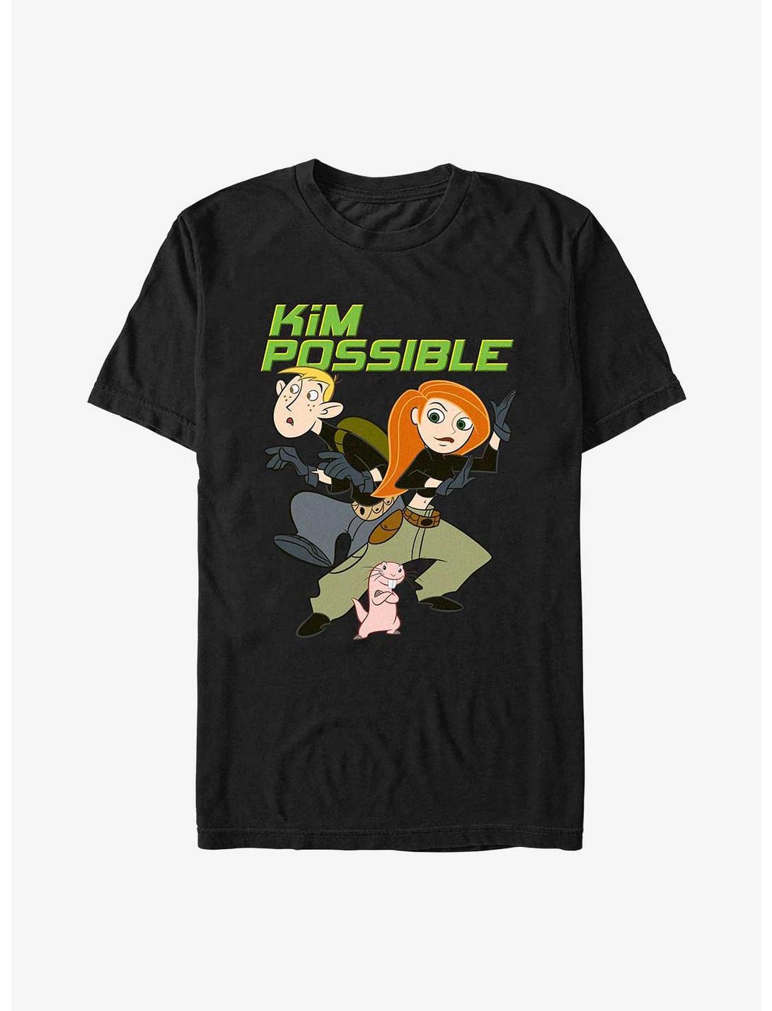 Disney Kim Possible Ron, Kim, & Rufus T-Shirt, BLACK, hi-res