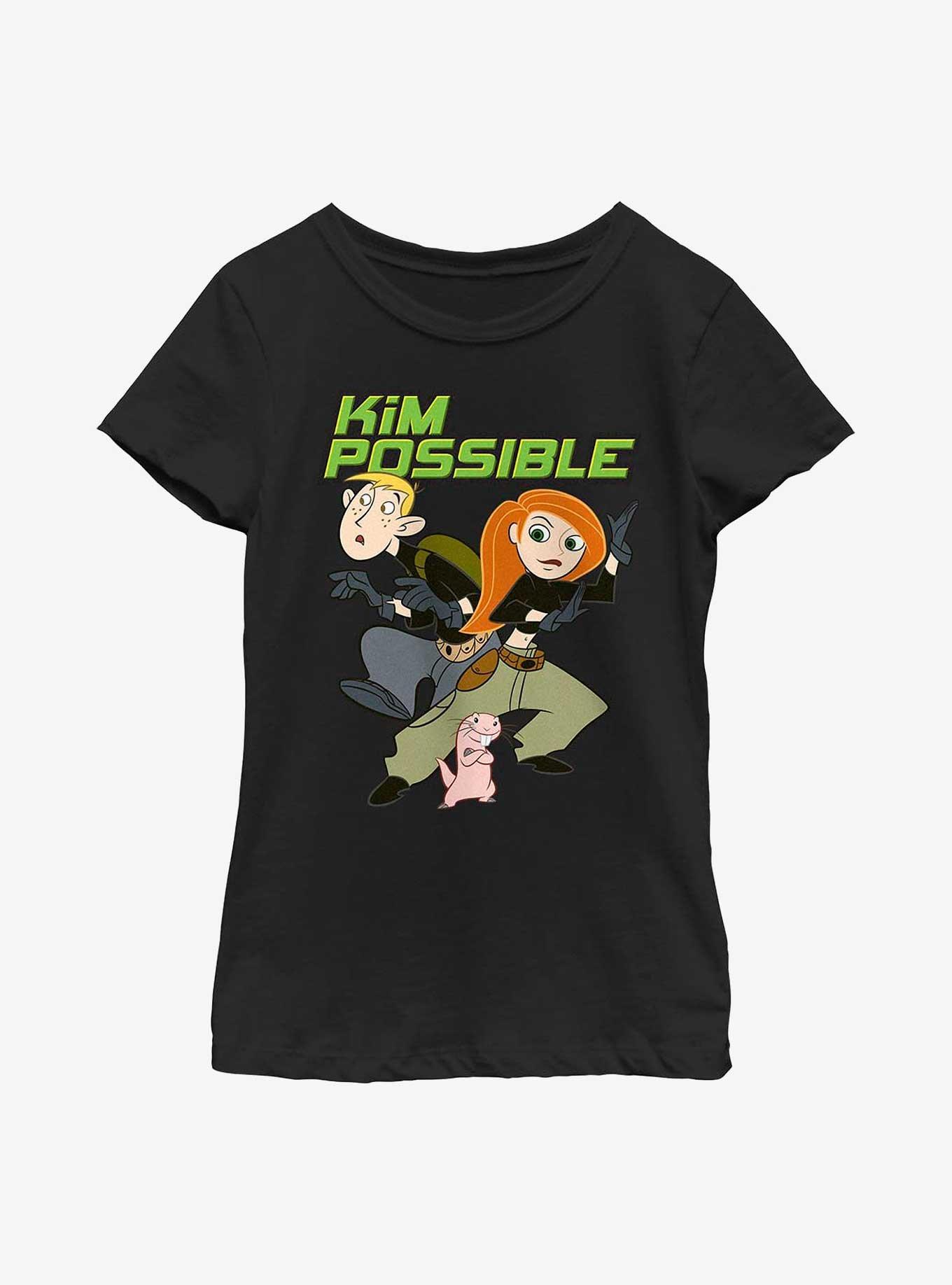 Disney Kim Possible Ron, Kim, & Rufus Youth Girls T-Shirt, BLACK, hi-res