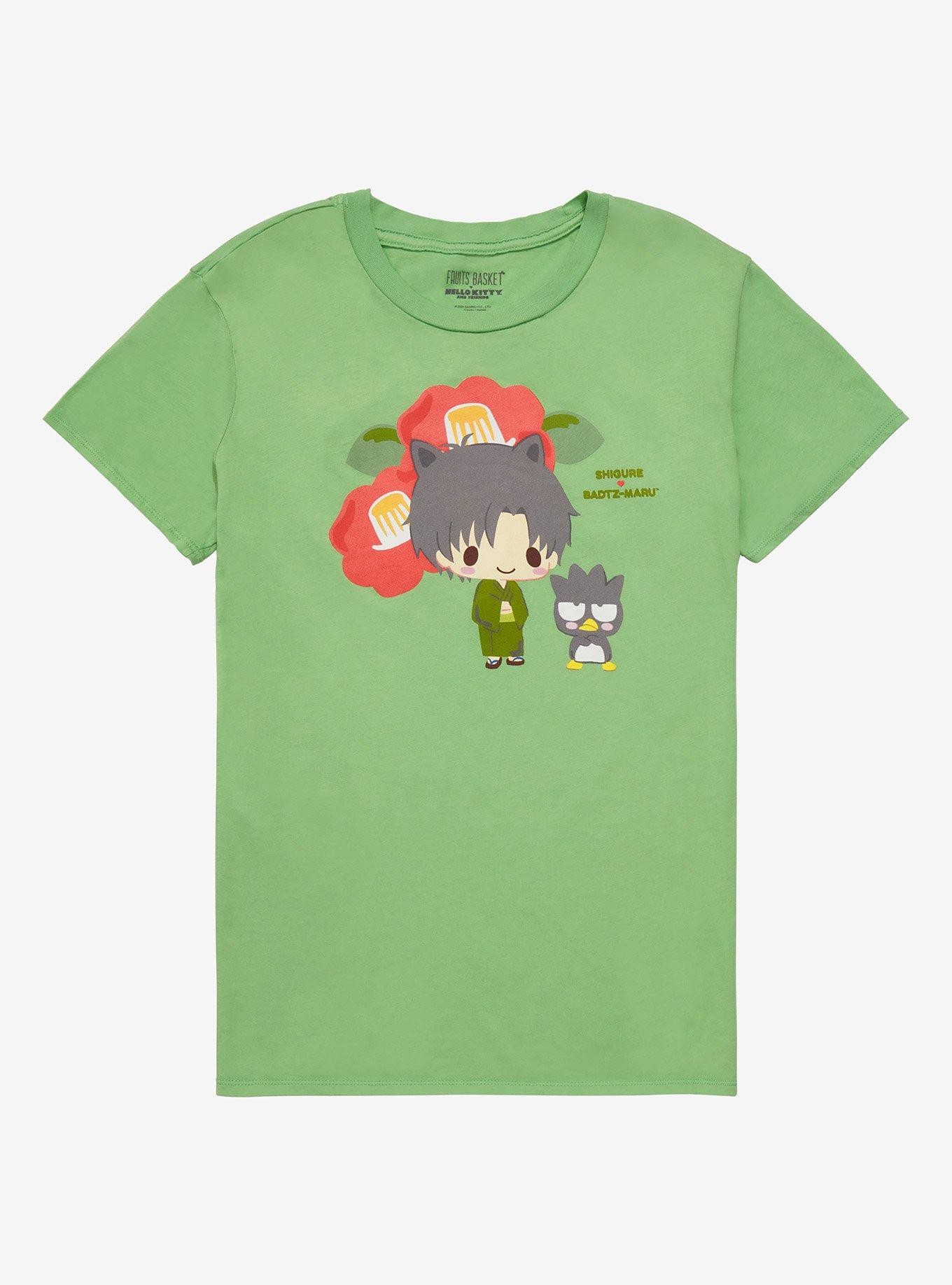 Fruits Basket X Hello Kitty And Friends Chibi Shigure & Badtz-Maru Boyfriend Fit Girls T-Shirt, MULTI, hi-res
