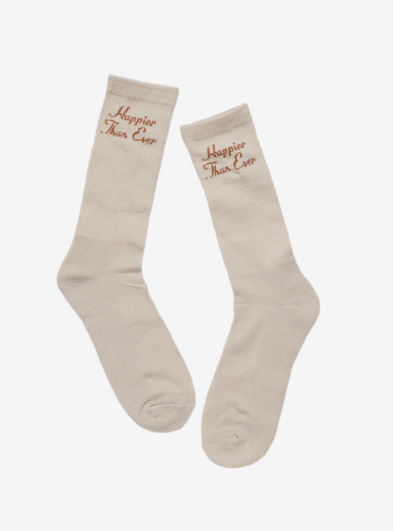 Billie Eilish Happier Than Ever Cream Crew Socks, , hi-res
