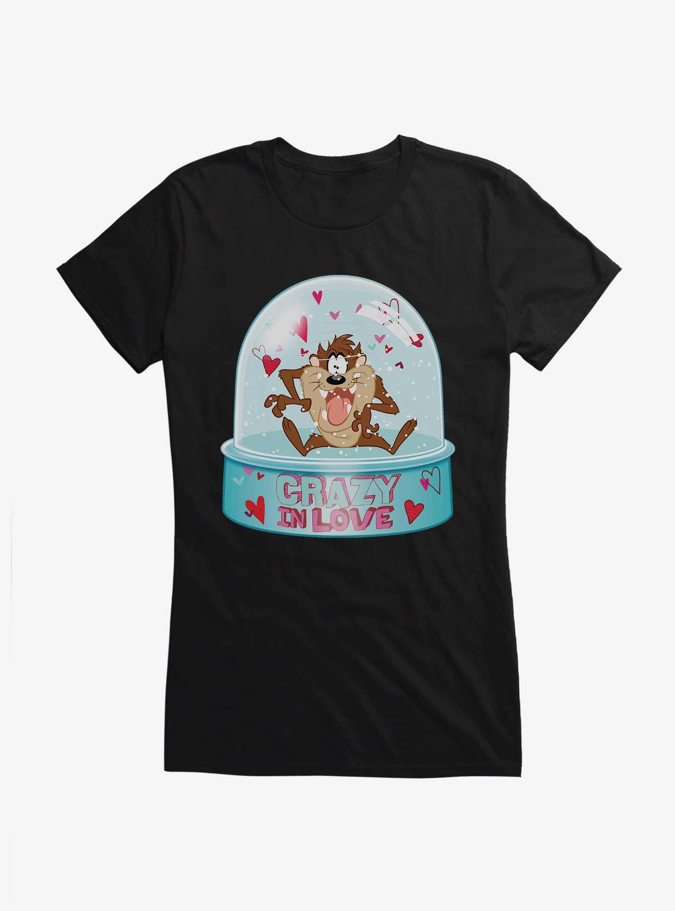 Looney Tunes Taz Crazy In Love Snow Globe Girls T-Shirt, BLACK, hi-res