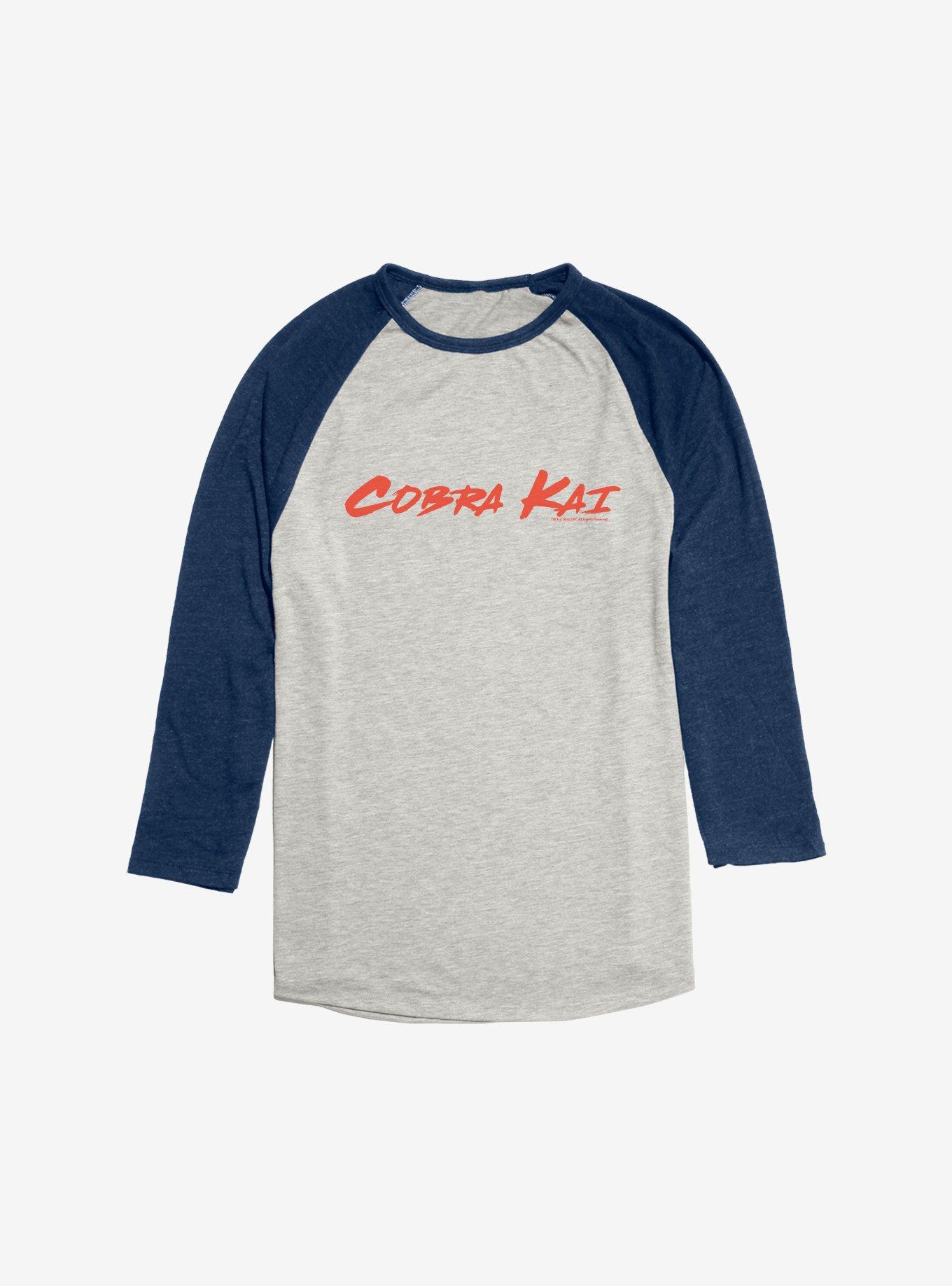 Cobra Kai Logo Raglan, Oatmeal With Navy, hi-res