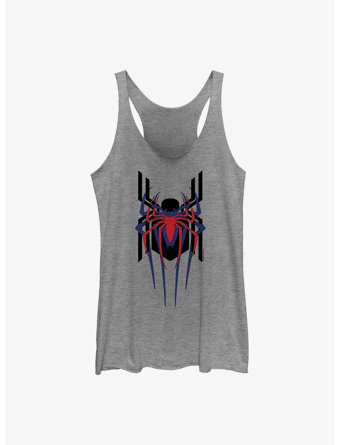 Marvel Spider-Man Spiders Stacked Raw Edge Girl's Tank, GRAY HTR, hi-res