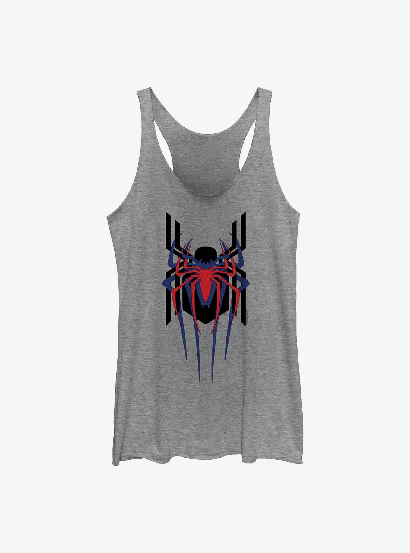 Marvel Spider-Man Spiders Stacked Raw Edge Girl's Tank, GRAY HTR, hi-res