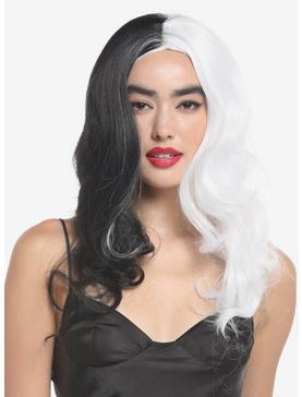 Black & White Split Wavy Wig, , hi-res